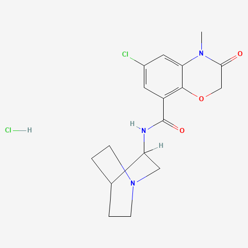 123040-16-4 N-(1-Azabicyclo[2.2.2]oct-3-yl)-6-chloro-4-methyl-3-oxo-3,4-dihydro-2H-1,4-benzoxazine-8-carboxamide hydrochloride (1:1) chemical structure