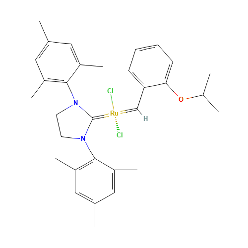 301224-40-8 Dichloro(1,3-dimesityl-2-imidazolidinylidene)(2-isopropoxybenzylidene)ruthenium chemical structure