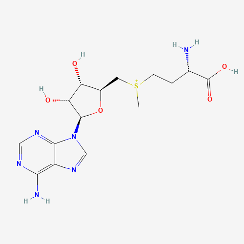 485-80-3 2-Amino-4-[{[5-(6-amino-9H-purin-9-yl)-3,4-dihydroxytetrahydro-2-furanyl]methyl}(methyl)sulfonio]butanoate (non-preferred name) chemical structure