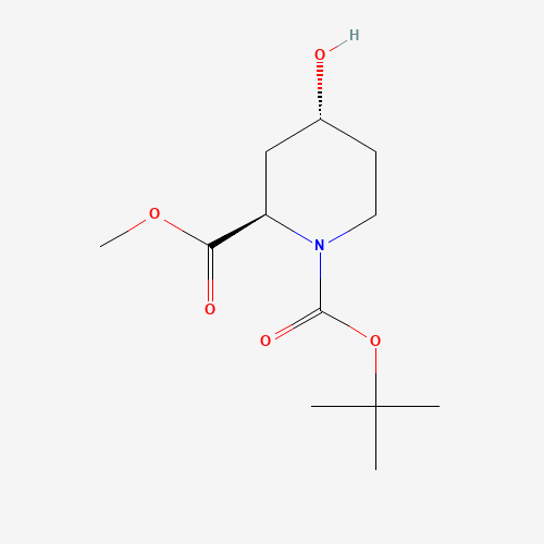 321744-25-6 1,2-Piperidinedicarboxylic acid, 4-hydroxy-, 1-(1,1-dimethylethyl) 2-methyl ester, (2R,4R)- chemical structure