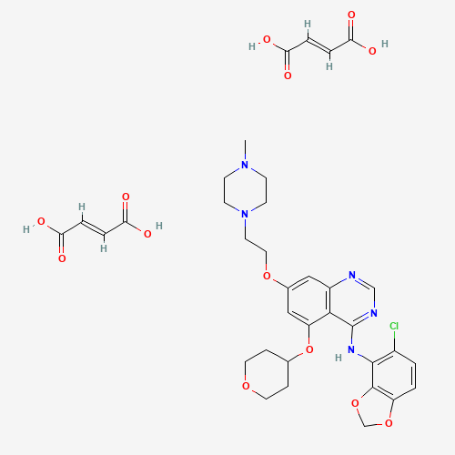 893428-72-3 N-(5-Chloro-1,3-benzodioxol-4-yl)-7-[2-(4-methyl-1-piperazinyl)ethoxy]-5-(tetrahydro-2H-pyran-4-yloxy)-4-quinazolinamine (2E)-2-butenedioate (1:2) chemical structure