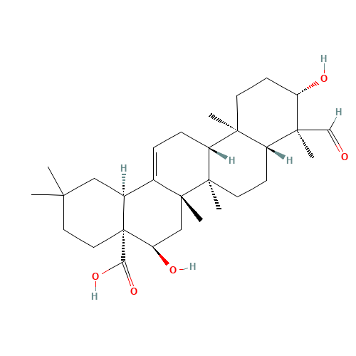 631-01-6 (3beta,4alpha,16alpha)-3,16-dihydroxy-23-oxoolean-12-en-28-oic acid chemical structure