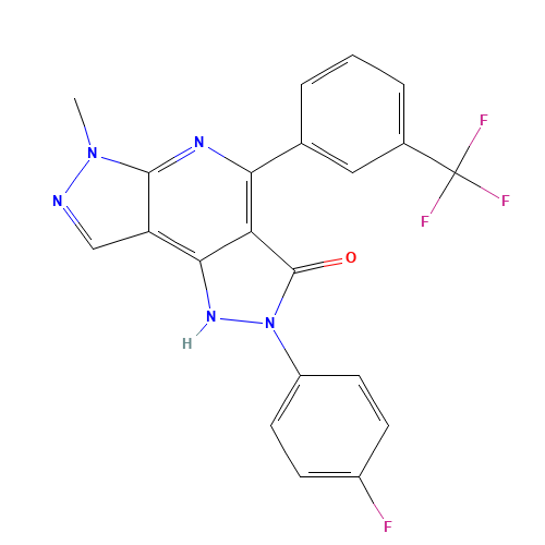 635324-72-0 2-(4-fluorophenyl)-1,6-dihydro-6-methyl-4-[3-(trifluoromethyl)phenyl]dipyrazolo[3,4-b:3',4'-d]pyridin-3(2H)-one chemical structure