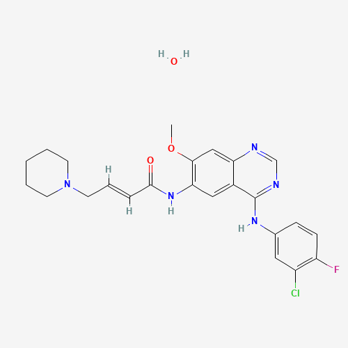 1042385-75-0 (2E)-N-(4-(3-Chloro-4-fluorophenyl)amino)7-methoxyquinazolin-6-yl)4-(piperidin-1-yl)but-2-enamide monohydrate chemical structure