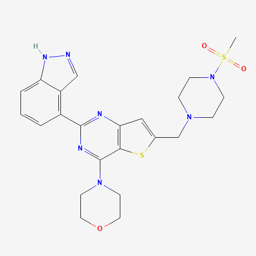 957054-30-7 Thieno[3,2-d]pyrimidine, 2-(1H-indazol-4-yl)-6-[[4-(methylsulfonyl)-1-piperazinyl]methyl]-4-(4-morpholinyl)- chemical structure