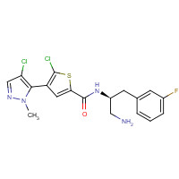1047644-62-1 N-[(2S)-1-amino-3-(3-fluorophenyl)propan-2-yl]-5-chloro-4-(4-chloro-2-methylpyrazol-3-yl)thiophene-2-carboxamide chemical structure