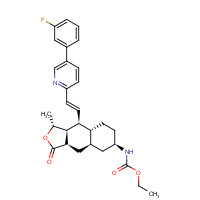 618385-01-6 ethyl N-[(1R,3aR,4aR,6R,8aR,9S,9aS)-9-[(E)-2-[5-(3-fluorophenyl)pyridin-2-yl]ethenyl]-1-methyl-3-oxo-3a,4,4a,5,6,7,8,8a,9,9a-decahydro-1H-benzo[f][2]benzofuran-6-yl]carbamate chemical structure