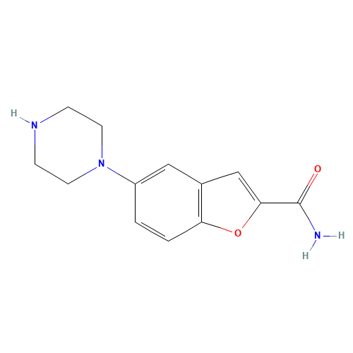 183288-46-2 5-(Piperazin-1-yl)benzofuran-2-carboxamide chemical structure