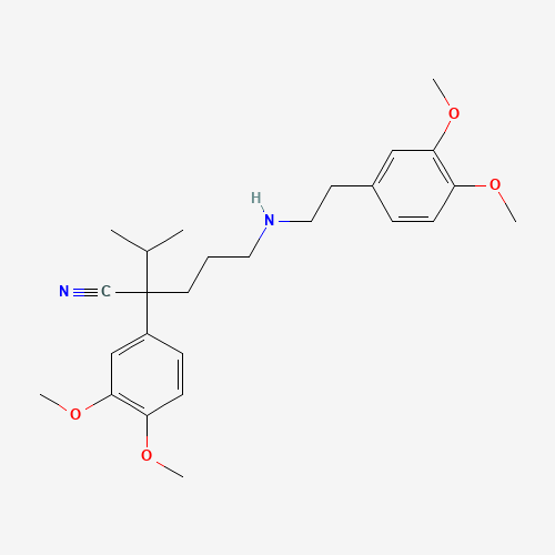 67018-85-3 2-(3,4-dimethoxyphenyl)-5-[2-(3,4-dimethoxyphenyl)ethylamino]-2-propan-2-ylpentanenitrile chemical structure