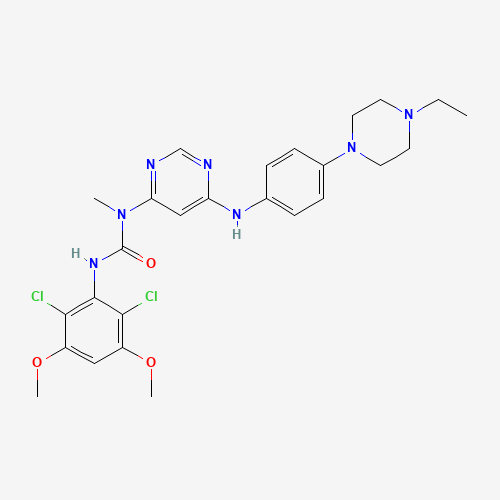 872511-34-7 3-(2,6-dichloro-3,5-dimethoxyphenyl)-1-[6-[4-(4-ethylpiperazin-1-yl)anilino]pyrimidin-4-yl]-1-methylurea chemical structure