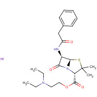 808-71-9 2-(diethylamino)ethyl (2S,5R,6R)-3,3-dimethyl-7-oxo-6-[(2-phenylacetyl)amino]-4-thia-1-azabicyclo[3.2.0]heptane-2-carboxylate;hydroiodide chemical structure