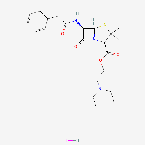 808-71-9 2-(diethylamino)ethyl (2S,5R,6R)-3,3-dimethyl-7-oxo-6-[(2-phenylacetyl)amino]-4-thia-1-azabicyclo[3.2.0]heptane-2-carboxylate;hydroiodide chemical structure