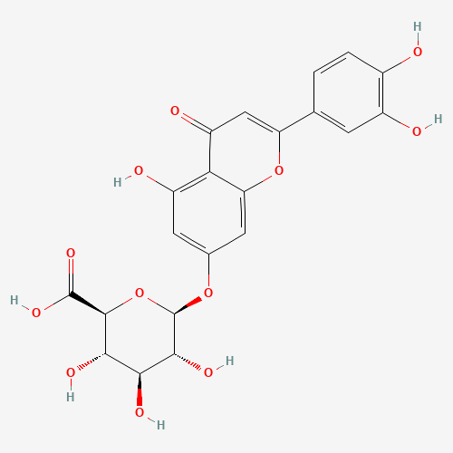 29741-10-4 (2S,3S,4S,5R)-6-[2-(3,4-dihydroxyphenyl)-5-hydroxy-4-oxochromen-7-yl]oxy-3,4,5-trihydroxyoxane-2-carboxylic acid chemical structure