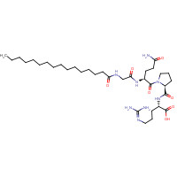 221227-05-0 (2S)-2-[[(2S)-1-[(2S)-5-amino-2-[[2-(hexadecanoylamino)acetyl]amino]-5-oxopentanoyl]pyrrolidine-2-carbonyl]amino]-5-(diaminomethylideneamino)pentanoic acid chemical structure