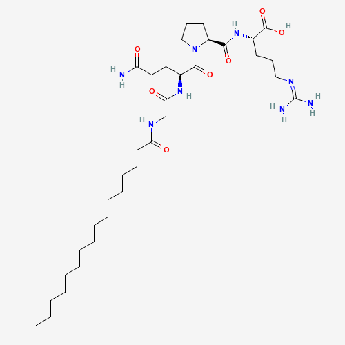 221227-05-0 (2S)-2-[[(2S)-1-[(2S)-5-amino-2-[[2-(hexadecanoylamino)acetyl]amino]-5-oxopentanoyl]pyrrolidine-2-carbonyl]amino]-5-(diaminomethylideneamino)pentanoic acid chemical structure