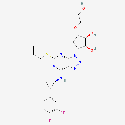 274693-27-5 (1S,2S,3R,5S)-3-[7-[[(1R,2S)-2-(3,4-difluorophenyl)cyclopropyl]amino]-5-propylsulfanyltriazolo[4,5-d]pyrimidin-3-yl]-5-(2-hydroxyethoxy)cyclopentane-1,2-diol chemical structure