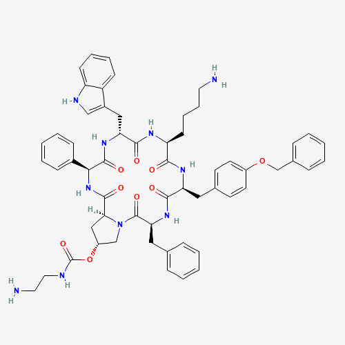 396091-73-9 [(3S,6S,9S,12R,15S,18S,20R)-9-(4-aminobutyl)-3-benzyl-12-(1H-indol-3-ylmethyl)-2,5,8,11,14,17-hexaoxo-15-phenyl-6-[(4-phenylmethoxyphenyl)methyl]-1,4,7,10,13,16-hexazabicyclo[16.3.0]henicosan-20-yl] N-(2-aminoethyl)carbamate chemical structure