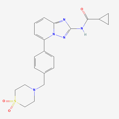 1206101-20-3 N-[5-[4-[(1,1-dioxo-1,4-thiazinan-4-yl)methyl]phenyl]-[1,2,4]triazolo[1,5-a]pyridin-2-yl]cyclopropanecarboxamide chemical structure