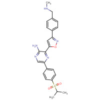 1232416-25-9 3-[3-[4-(methylaminomethyl)phenyl]-1,2-oxazol-5-yl]-5-(4-propan-2-ylsulfonylphenyl)pyrazin-2-amine chemical structure