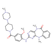 1234480-84-2 2-[2-methoxy-4-[4-(4-methylpiperazin-1-yl)piperidine-1-carbonyl]anilino]-5,11-dimethylpyrimido[4,5-b][1,4]benzodiazepin-6-one chemical structure