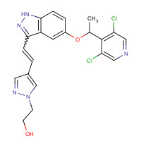 1254473-64-7 2-[4-[(E)-2-[5-[(1R)-1-(3,5-dichloropyridin-4-yl)ethoxy]-1H-indazol-3-yl]ethenyl]pyrazol-1-yl]ethanol chemical structure