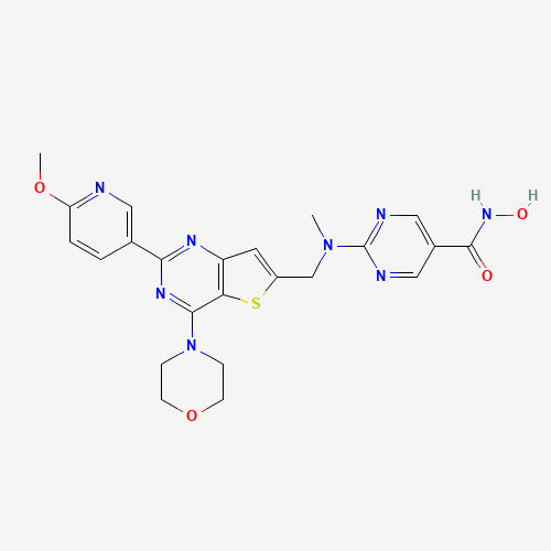 1339928-25-4 N-hydroxy-2-[[2-(6-methoxypyridin-3-yl)-4-morpholin-4-ylthieno[3,2-d]pyrimidin-6-yl]methyl-methylamino]pyrimidine-5-carboxamide chemical structure