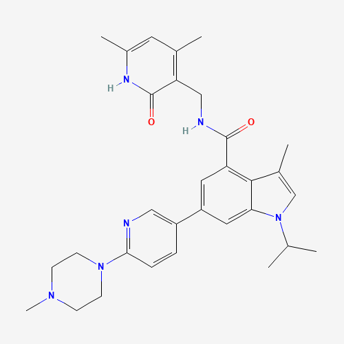 1346572-63-1 N-[(4,6-dimethyl-2-oxo-1H-pyridin-3-yl)methyl]-3-methyl-6-[6-(4-methylpiperazin-1-yl)pyridin-3-yl]-1-propan-2-ylindole-4-carboxamide chemical structure