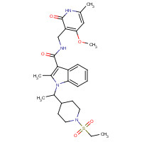 1450655-76-1 1-[1-(1-ethylsulfonylpiperidin-4-yl)ethyl]-N-[(4-methoxy-6-methyl-2-oxo-1H-pyridin-3-yl)methyl]-2-methylindole-3-carboxamide chemical structure