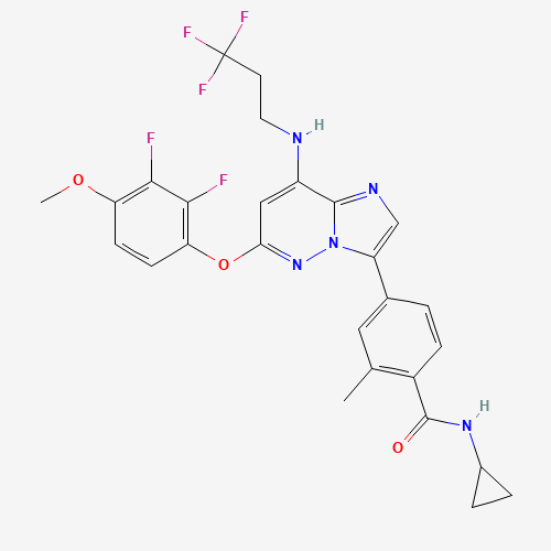 1554458-53-5 N-cyclopropyl-4-[6-(2,3-difluoro-4-methoxyphenoxy)-8-(3,3,3-trifluoropropylamino)imidazo[1,2-b]pyridazin-3-yl]-2-methylbenzamide chemical structure