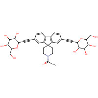 1616113-45-1 1-[2,7-bis[2-[(2R,3S,4R,5S,6R)-3,4,5-trihydroxy-6-(hydroxymethyl)oxan-2-yl]ethynyl]spiro[fluorene-9,4&apos;-piperidine]-1&apos;-yl]ethanone chemical structure