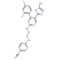252917-06-9 6-[2-[[4-(2,4-dichlorophenyl)-5-(5-methyl-1H-imidazol-2-yl)pyrimidin-2-yl]amino]ethylamino]pyridine-3-carbonitrile chemical structure