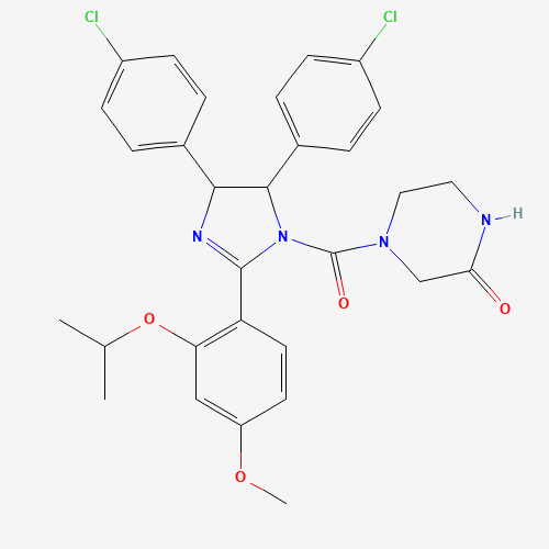 548472-68-0 4-[4,5-bis(4-chlorophenyl)-2-(4-methoxy-2-propan-2-yloxyphenyl)-4,5-dihydroimidazole-1-carbonyl]piperazin-2-one chemical structure