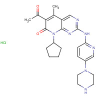 827022-32-2 6-acetyl-8-cyclopentyl-5-methyl-2-[(5-piperazin-1-ylpyridin-2-yl)amino]pyrido[2,3-d]pyrimidin-7-one;hydrochloride chemical structure