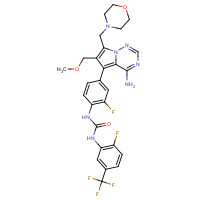 939805-30-8 1-[4-[4-amino-6-(methoxymethyl)-7-(morpholin-4-ylmethyl)pyrrolo[2,1-f][1,2,4]triazin-5-yl]-2-fluorophenyl]-3-[2-fluoro-5-(trifluoromethyl)phenyl]urea chemical structure