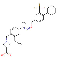 1230487-00-9 1-[[4-[(E)-N-[[4-cyclohexyl-3-(trifluoromethyl)phenyl]methoxy]-C-methylcarbonimidoyl]-2-ethylphenyl]methyl]azetidine-3-carboxylic acid chemical structure