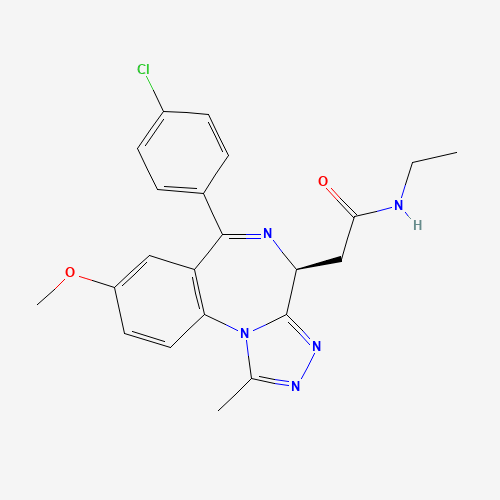 1260907-17-2 2-[(4S)-6-(4-chlorophenyl)-8-methoxy-1-methyl-4H-[1,2,4]triazolo[4,3-a][1,4]benzodiazepin-4-yl]-N-ethylacetamide chemical structure
