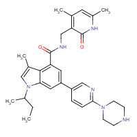 1346574-57-9 1-[(2S)-butan-2-yl]-N-[(4,6-dimethyl-2-oxo-1H-pyridin-3-yl)methyl]-3-methyl-6-(6-piperazin-1-ylpyridin-3-yl)indole-4-carboxamide chemical structure