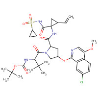 630420-16-5 tert-butyl N-[(2S)-1-[(2S,4R)-4-(7-chloro-4-methoxyisoquinolin-1-yl)oxy-2-[[(1R,2R)-1-(cyclopropylsulfonylcarbamoyl)-2-ethenylcyclopropyl]carbamoyl]pyrrolidin-1-yl]-3,3-dimethyl-1-oxobutan-2-yl]carbamate chemical structure