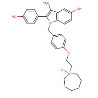 1174289-22-5 2-(4-hydroxyphenyl)-3-methyl-1-[[4-[2-(1-oxidoazepan-1-ium-1-yl)ethoxy]phenyl]methyl]indol-5-ol chemical structure