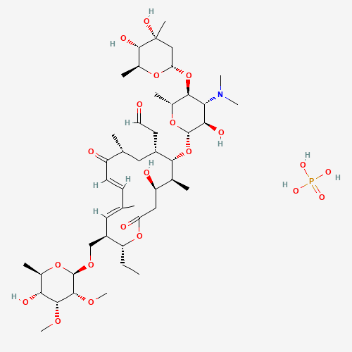 1405-53-4 2-[(4R,5S,6S,7R,9R,11E,13E,15R,16R)-6-[(2R,3R,4R,5S,6R)-5-[(2S,4R,5S,6S)-4,5-dihydroxy-4,6-dimethyloxan-2-yl]oxy-4-(dimethylamino)-3-hydroxy-6-methyloxan-2-yl]oxy-16-ethyl-4-hydroxy-15-[[(2R,3R,4R,5R,6R)-5-hydroxy-3,4-dimethoxy-6-methyloxan-2-yl]oxymethyl]-5,9,13-trimethyl-2,10-dioxo-1-oxacyclohexadeca-11,13-dien-7-yl]acetaldehyde;phosphoric acid chemical structure