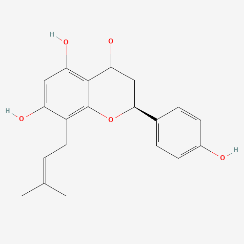 53846-50-7 (2S)-5,7-dihydroxy-2-(4-hydroxyphenyl)-8-(3-methylbut-2-enyl)-2,3-dihydrochromen-4-one chemical structure