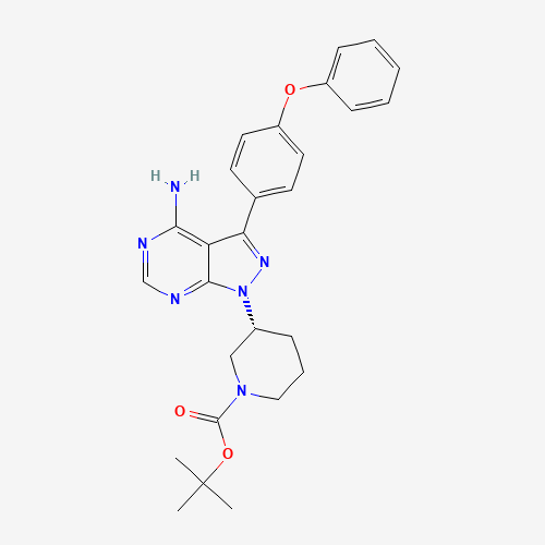 1022150-11-3 tert-butyl (3R)-3-[4-amino-3-(4-phenoxyphenyl)pyrazolo[3,4-d]pyrimidin-1-yl]piperidine-1-carboxylate chemical structure