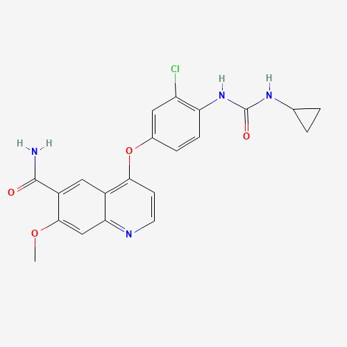 417716-92-8 4-[3-chloro-4-(cyclopropylcarbamoylamino)phenoxy]-7-methoxyquinoline-6-carboxamide chemical structure