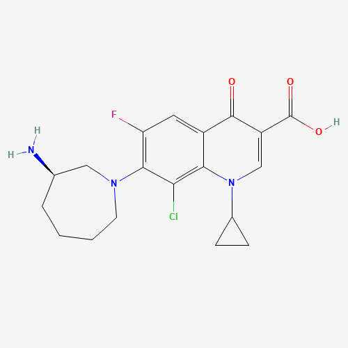141388-76-3 (R)-7-(3-Aminohexahydro-1H-azepin-1-yl)-8-chloro-1-cyclopropyl-6-fluoro-1,4-dihydro-4-oxo-3-quinolinecarboxylic acid chemical structure