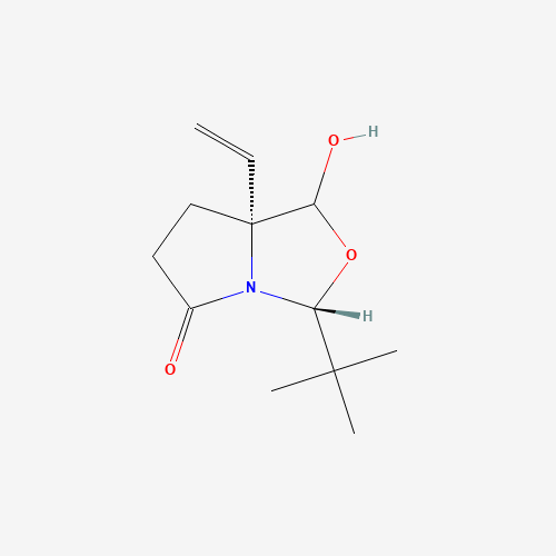 1214741-21-5 (3R,7aR)-3-tert-butyl-7a-ethenyl-1-hydroxy-1,3,6,7-tetrahydropyrrolo[1,2-c][1,3]oxazol-5-one chemical structure
