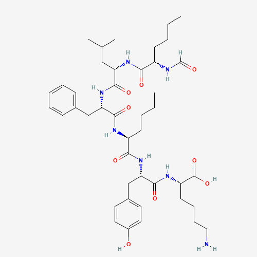 71901-21-8 (2S)-6-amino-2-[[(2S)-2-[[(2S)-2-[[(2S)-2-[[(2S)-2-[[(2S)-2-formamidohexanoyl]amino]-4-methylpentanoyl]amino]-3-phenylpropanoyl]amino]hexanoyl]amino]-3-(4-hydroxyphenyl)propanoyl]amino]hexanoic acid chemical structure