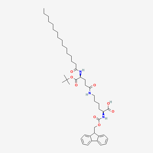 1491158-62-3 (2S)-2-(9H-fluoren-9-ylmethoxycarbonylamino)-6-[[(4S)-4-(hexadecanoylamino)-5-[(2-methylpropan-2-yl)oxy]-5-oxopentanoyl]amino]hexanoic acid chemical structure