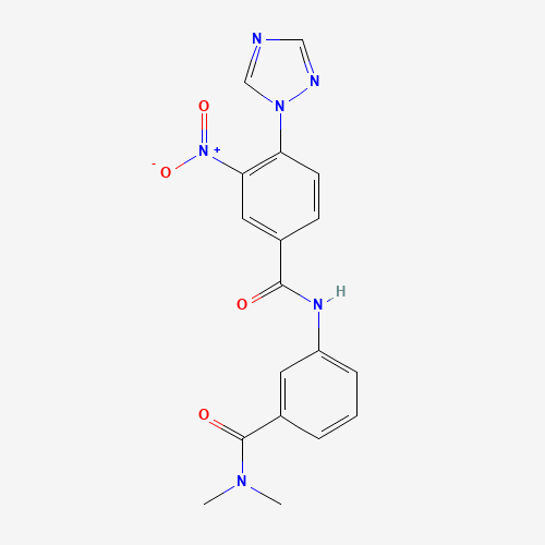 00-00-0 N-[3-(dimethylcarbamoyl)phenyl]-3-nitro-4-(1,2,4-triazol-1-yl)benzamide chemical structure