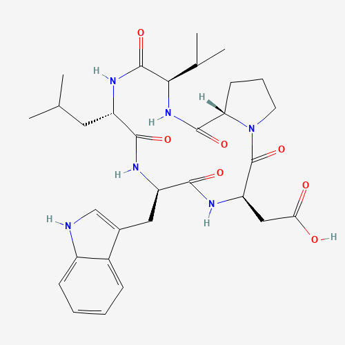 136553-81-6 2-[(3R,6R,9S,12R,15S)-6-(1H-indol-3-ylmethyl)-9-(2-methylpropyl)-2,5,8,11,14-pentaoxo-12-propan-2-yl-1,4,7,10,13-pentazabicyclo[13.3.0]octadecan-3-yl]acetic acid chemical structure