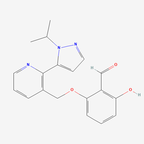 1446321-46-5 2-hydroxy-6-[[2-(2-propan-2-ylpyrazol-3-yl)pyridin-3-yl]methoxy]benzaldehyde chemical structure